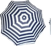 Parasol - Blauw/wit - D140 cm - incl. draagtas - parasolharing - 49 cm