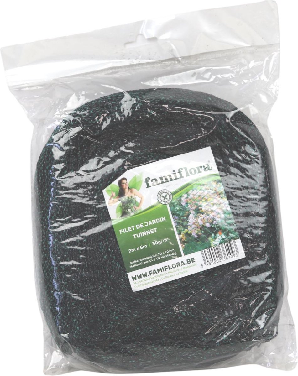 Famiflora vogelnet 200x500cm - 30g/m² - Maaswijdte 20x20mm