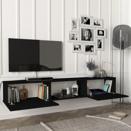Meuble TV Paltamo flottant 180x31x29,5 cm noir