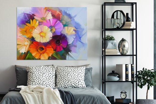 Tableau Peinture à l'Huile - Couleurs - Fleurs - 120x90 cm - Décoration murale