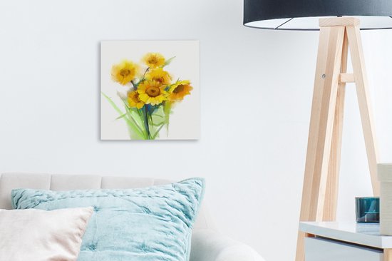 Peinture à l'huile sur toile - Tournesols - Couleurs - 20x20 cm - Décoration murale
