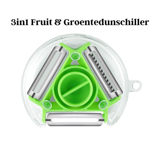 Waledano® Groentesnijder - 3 in 1 Schiller - Groenteschiller - Fruitschiller - Dunschiller - Schilmes - Keuken - Aardappelschilmesje - RVS - Draaibare Wortel, Gemberrasp Mes - Spiraalsnijder - Schilmesje