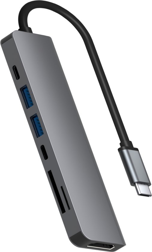 Hub USB C Rolio - HDMI 4K 60hz - Chargement USB-C - Lecteur de carte SD/TF  -... | bol.com