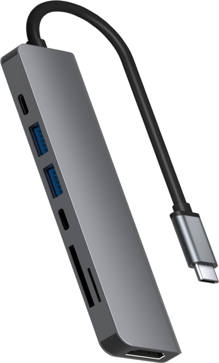 Rolio USB C Hub - 1x HDMI 4K - 2x USB-C - 2x USB-A - 2x Kaartlezer - Universeel