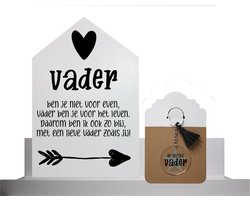 Vader cadeau - Vaderdag cadeau - vaderdag cadeaupakket - vader tekstbord - vader sleutelhanger - vaderdag geschenk - vaderdag cadeau met tekst - sleutelhangerset - tekstbord met sleutelhanger - de liefste vader