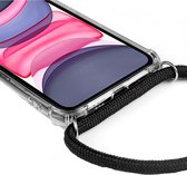 iPhone 13 pro max transparant TPU hoesje met koord - Zwart koord - TPU - Stevig - Telehoesje - Goedkoop - Necklace - Neckstrap - Telefoon koord - Telefoonhoesje met koord - Ketting koord - Verstelbaar koord