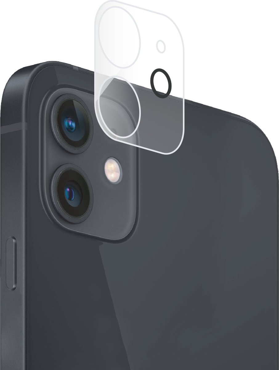 Bigben Connected, Camerabescherming Geschikt voor Apple iPhone 12 Flat van gehard antikrasglas, Transparant