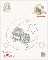 SCLOLA007 Nellie Snellen Clearstamp Little Lammy in dreamland - stempel schaapje slapend op maan - kerst of geboorte