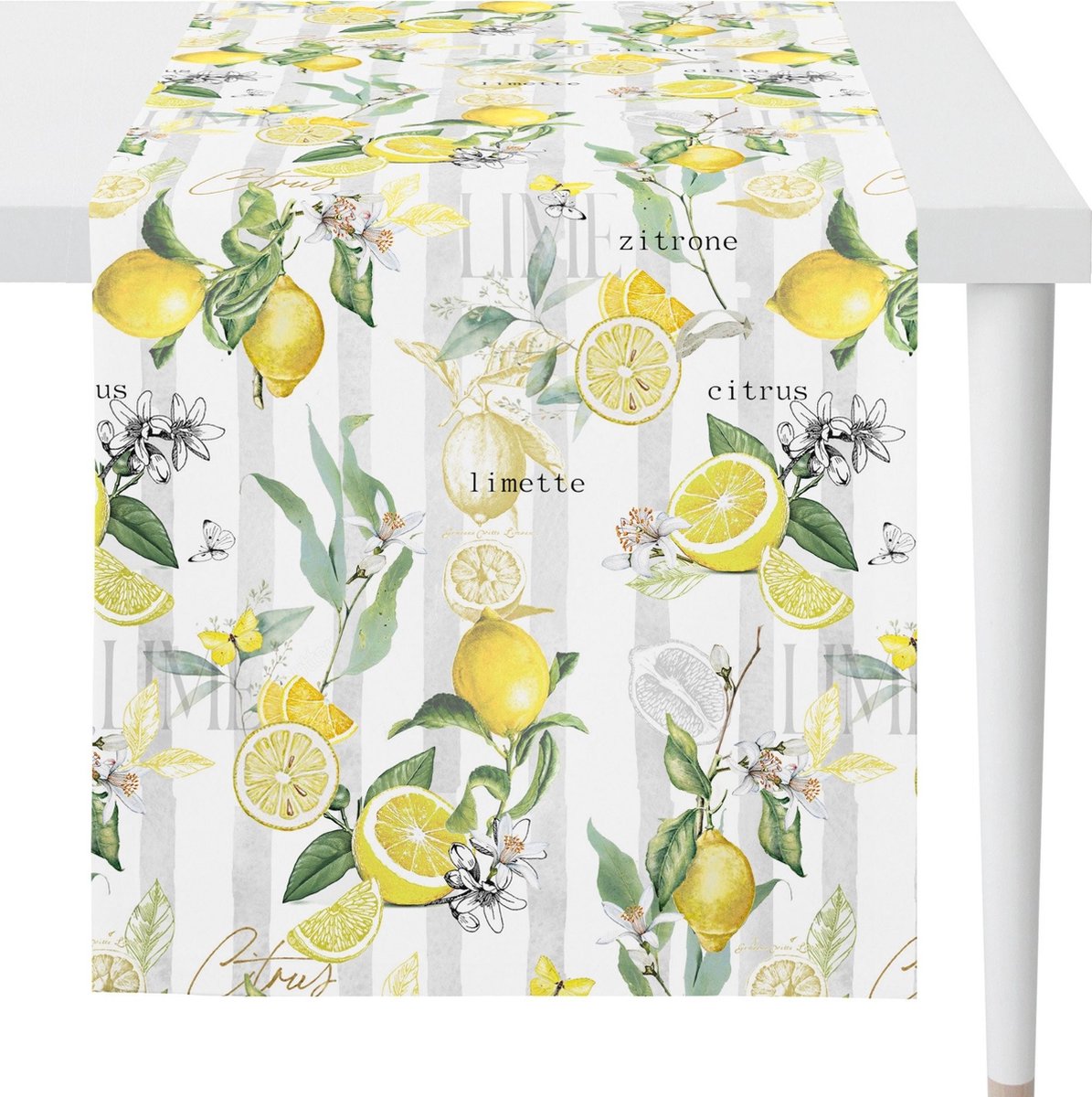 Tafelloper citrus met citroen - 140 x 48 cm - 100% katoen - Apelt