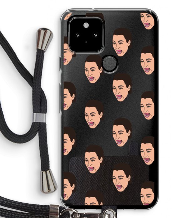 Case Company® - Hoesje met koord geschikt voor Google Pixel 5 hoesje met Koord - Ugly Cry Call - Telefoonhoesje met Zwart Koord - Bescherming aan alle Kanten en Over de Schermrand