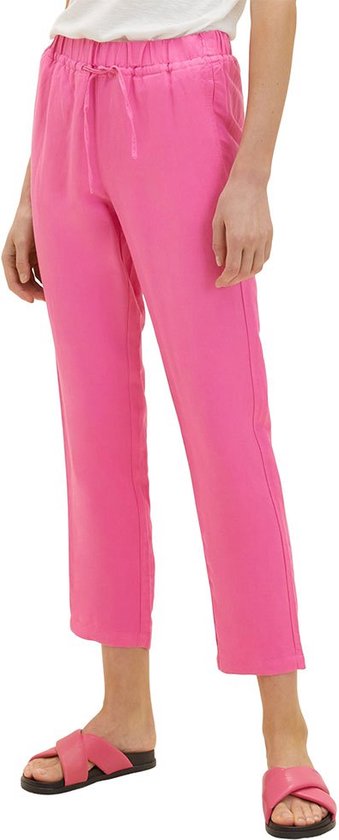 Tom Tailor Pants Loose Fit Linen Cropped 1036637 Een Broek - Dames - Nouveau Pink - W34 X L28