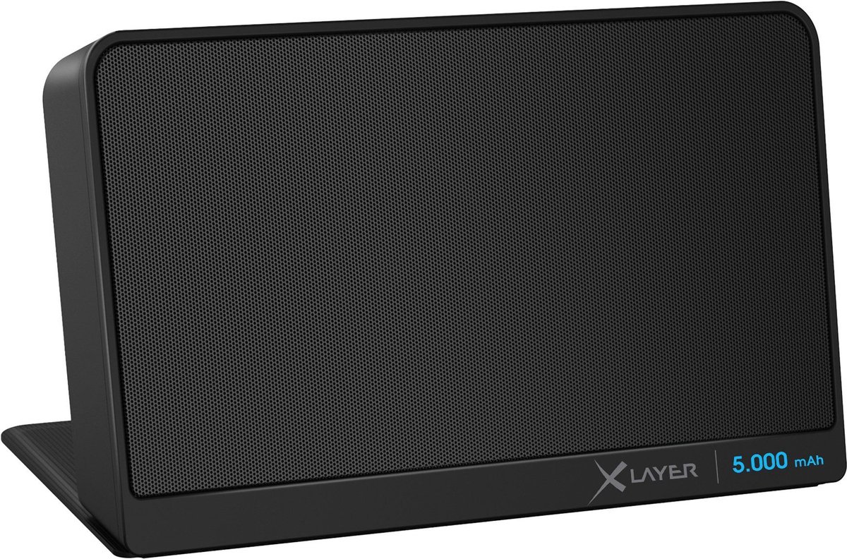 XLayer - Powerbank met Bluetooth Luidspreker (5W) - Geschikt voor Smartphones of Tablets - Accu met Speaker voor Onderweg – Powerbank Lithium-Ion (Li-Ion) 5000 mAh - Black Friday & Kerstcadeau - Zwart