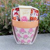 Coffret soin des mains - Crème mains - Parfum rose - Cadeau crème mains avec pot de fleurs et gants de Jardin
