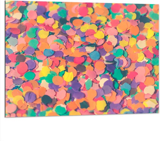 Dibond - Confetti - Gekleurd - Vormen - Vrolijk - 100x75 cm Foto op Aluminium (Met Ophangsysteem)