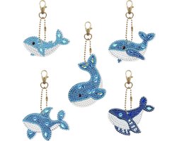 foto van Diamond Painting Sleutelhanger - Dubbelzijdig - Dieren - Dolfijn - Volwassenen - Hobby - Kinderen - volledig pakket - Kinderfeestje - Sleutelhanger - Hanger