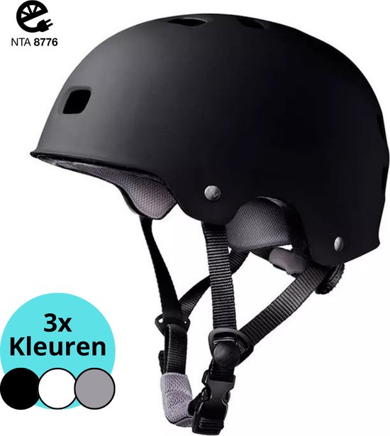 De Juiste Helm Snorscooter helm – NTA 8776 certificaat - Bromfiets helm, snorfiets helm, fietshelm, speed-pedelec helm, blauw kenteken - lichtgewicht en design helm - mannen en vrouwen - Zwart L