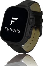 Fungus - Smartwatch bandje - Geschikt voor Apple Watch 42 / 44 / 45 / 49 mm - Series 1 2 3 4 5 6 7 8 9 SE Ultra iWatch - Leer - Classic - Zwart, zwart connector