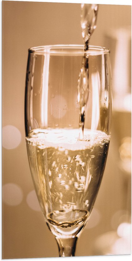 Vlag - Champagne - Drank - Glas - Inschenken - Drinken - Bubbels - 50x100 cm Foto op Polyester Vlag