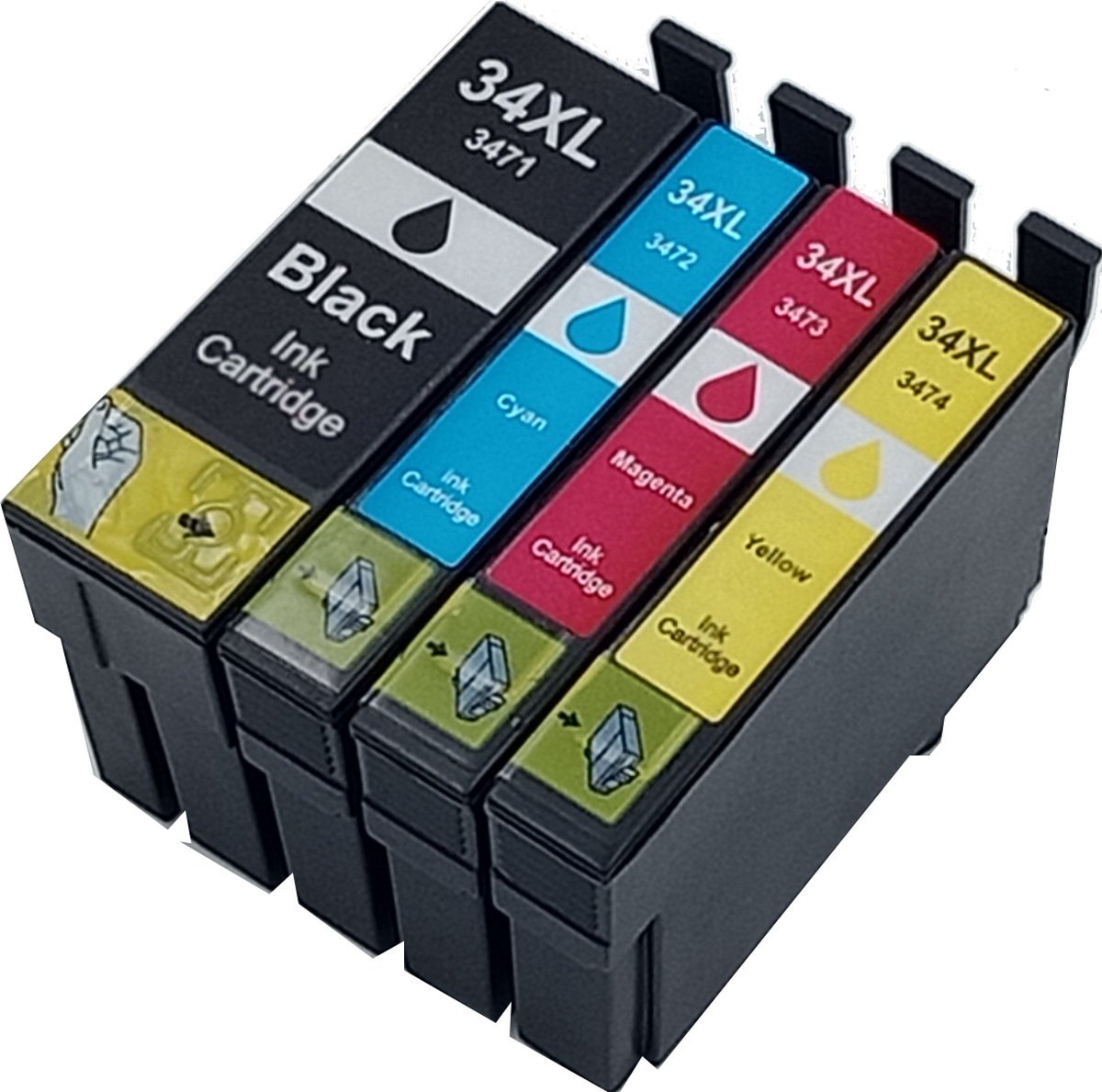 KATRIZ® huismerk inkt voor Epson 1x T3471XL BK + 1x T3472XL C + 1x T3473XL M + 1x T3474XL Y |(4stuks)