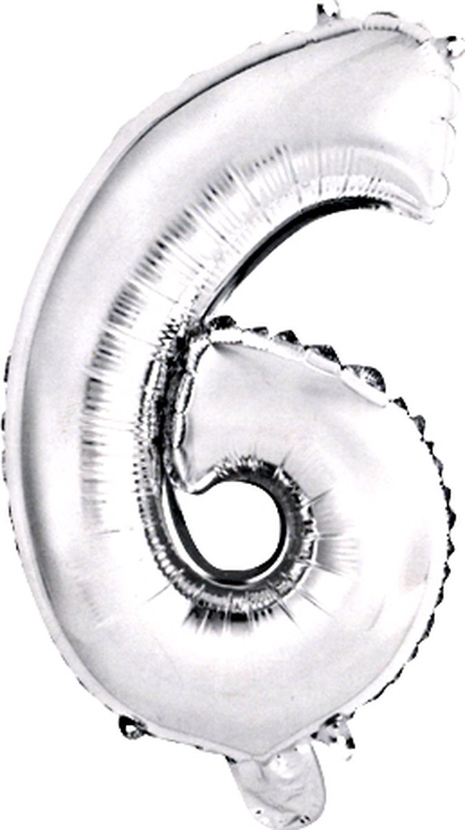 Amscan 9909674, Speelgoed ballon, Folie, Zilver, Cijfer 6