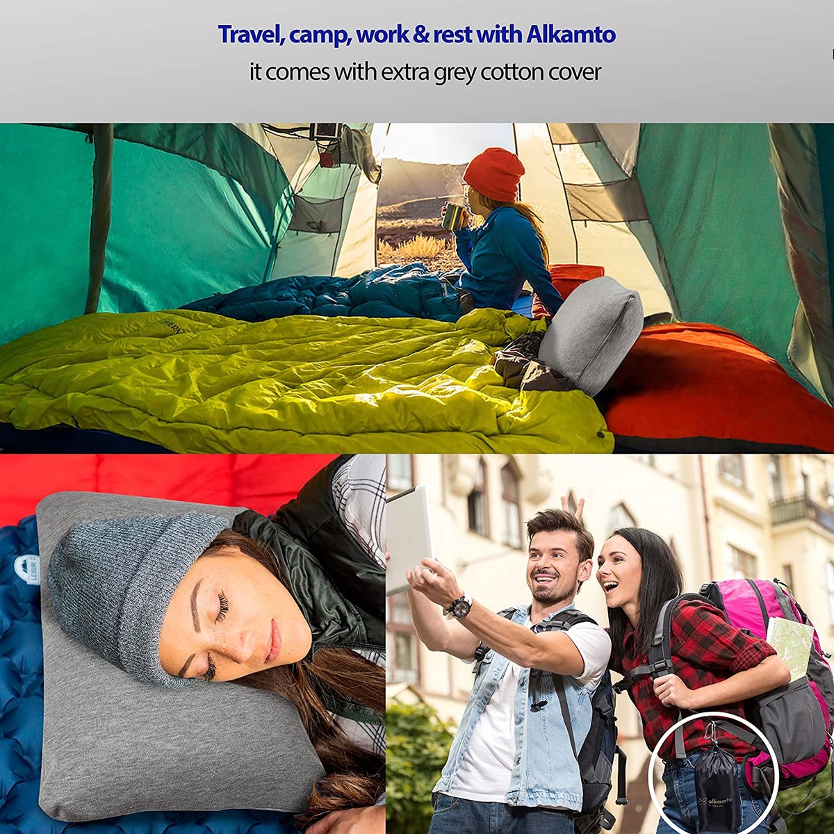alkamto Reiskussen extra reis-nekkussen, campingkussen, ergonomisch