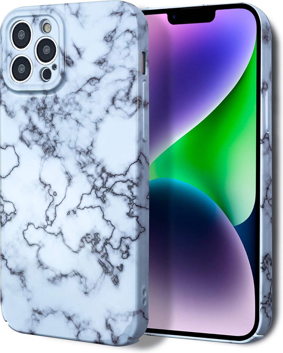 MarbleShield - De ultieme marmeren TPU beschermhoes voor uw iPhone 13 Pro Wit / Rood