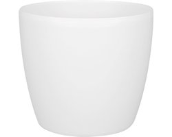 Elho Brussels Rond 22 - Bloempot voor Binnen - 100% Gerecycled Plastic - Ø 22.3 x H 20.6 cm - Wit