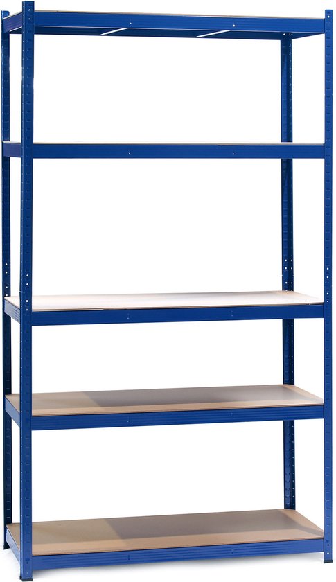 XPOtool opbergrek, 100x60x200cm zware kwaliteit, Blauw, MDF plank; legbordstelling, uitermate geschikt voor de werkplaats - Multistrobe