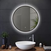 BORELLI - Miroir de salle de bains rond Zayn avec LED de 80 cm - Encadrement noir - Dimmable - 3 positions LED - Zone sans condensation - Qualité durable - Installation facile - Revêtement anti-corrosion