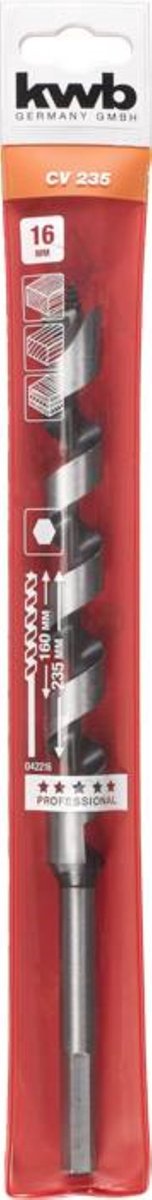 KWB slangenboor Ø 16 x 235 mm - Centreerpunt - Professional line - Zeskantschacht - 042216