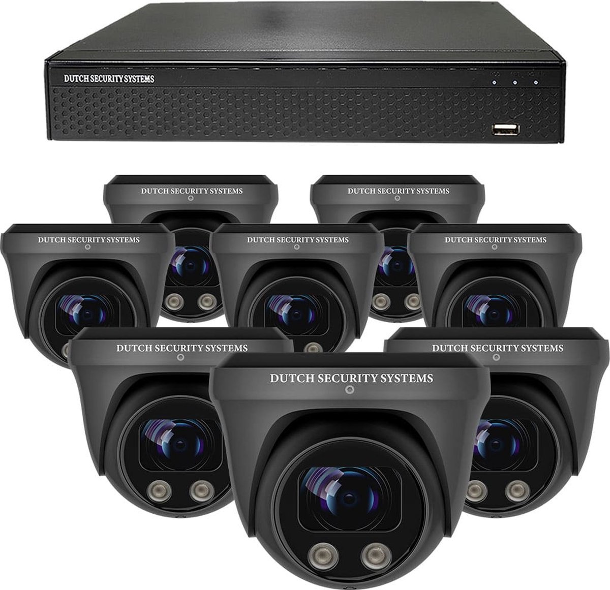 Draadloze Beveiligingscamera Set - 8x PRO Dome Camera - UltraHD 4K - Sony 8MP - Zwart - Buiten & Binnen - Met Nachtzicht - Incl. Recorder & App