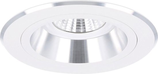 Bolzano - Inbouwspot Wit/Aluminium Rond - Verdiept - 1 Lichtpunt - Ø 93mm