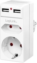 LogiLink PA0276 Contactdoos Met USB-laaduitgang, Kinderbeveiliging, Overspanningsbeveiliging IP20 Wit