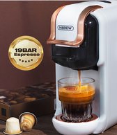 HiBREW - Machine à Café - Cafetière - Wit - 5in1 Multiple Capsules : Dolcegusto & Nespresso, Dosettes de café moulu - Boissons chaudes et froides - 19bar