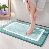Badmat doux en microfibre 50 x 75 cm, tapis de salle de bain antidérapant lavable en machine, Douche de bain absorbant l'eau, tapis de sol durables (vert)