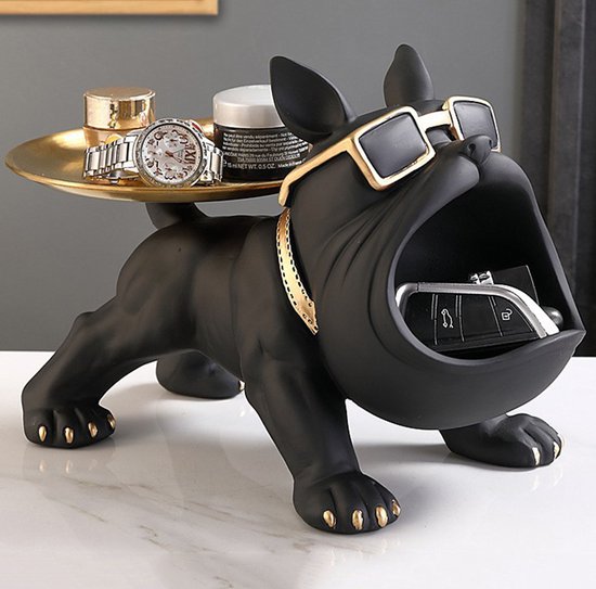Franse bulldog decoratie beeld | Hond | Opberg vakken | Staart en mond | Woonkamer