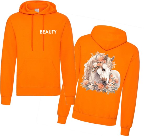 Hoodie paarden - gepersonaliseerde hoodie voor de paardenliefhebber - Oranje
