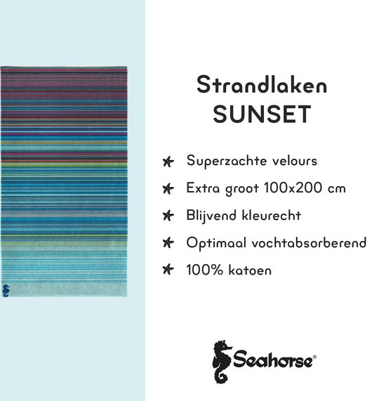 Seahorse Sunset - Strandlaken XXL - 100% Egyptisch Katoen - 100x200 cm - Ocean
