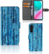 Magnet Case Geschikt voor Samsung Galaxy M54 Telefoonhoesje Wood Blue