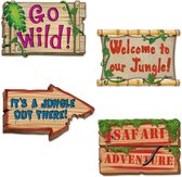 Decoratie Jungle Signs 8 stuks - Jungle versiering - Safari decoraties - Themafeestversiering - Feestartikelen