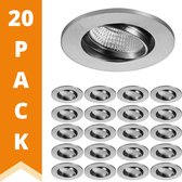 LongLife LED inbouwspots zilver nikkel - Dimbaar warm wit licht - Spatwaterdicht - 20 stuks