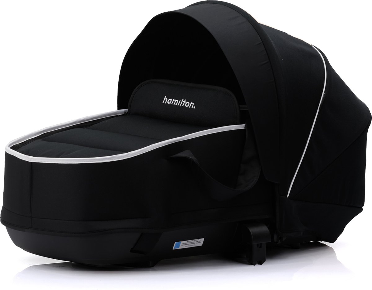 Hamilton by Yoop Bassinet - Geschikt voor S1 Plus en X1 Plus - Reiswieg Baby - Met Adapters - Ventilerend Matras - Uittrekbare Zonnekap - Zwart