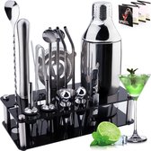 Cocktailset - 18 delige cocktail shaker set - incl stevige moderne houder