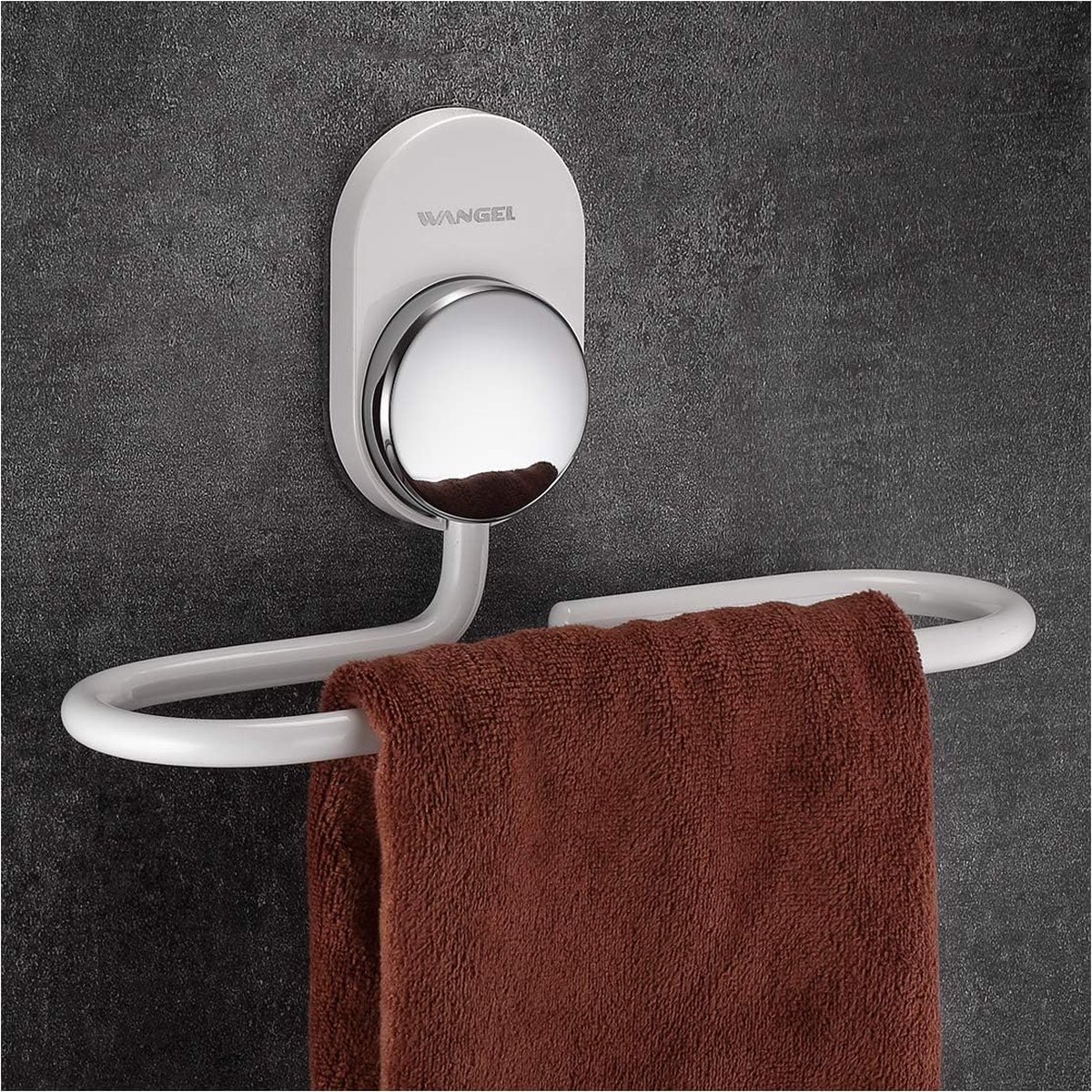 Handdoekring zonder boren, handdoekhouder, transparant, hechtende lijm, aluminium, wit