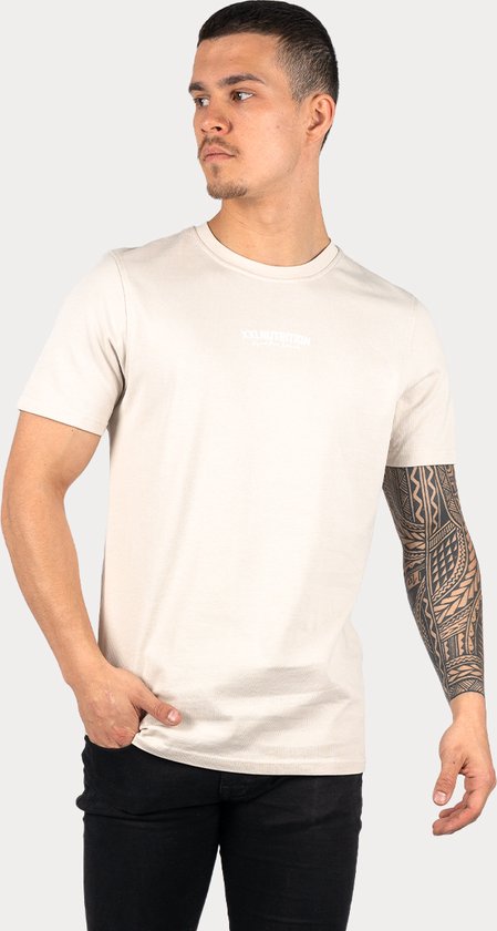 XXL Nutrition - Premium Tee - T-shirt, Sportshirt Heren, Shirt Fitness - Sand - Katoen - Regular Fit - Maat XL