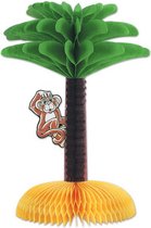 Tafeldecoratie palmboom met aapje 3 stuks - Jungle versiering - Safari decoraties - Themafeestversiering - Feestartikelen