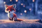 Fotobehang Woodland Fox In Winter Snow, Created With Ai, Artificial Intelligence - Vliesbehang - 360 x 240 cm