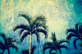 Fotobehang Palmbomen In Grunge-Stijl - Vliesbehang - 312 x 219 cm