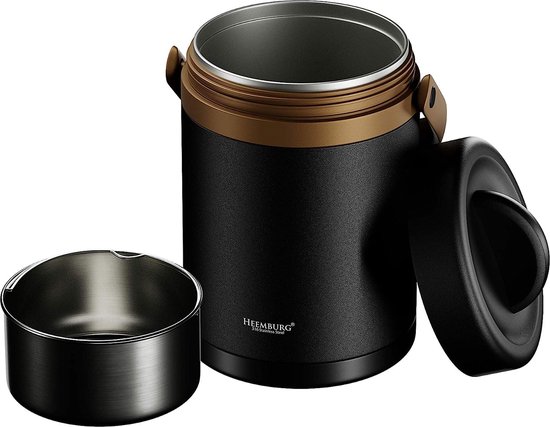 Thermocontainer Broodtrommel-Roestvrij Staal-Geïsoleerde Container Voor Warm Servies Maaltijden Soep Fruit Voor Kantoor En Buiten Voedselglas Warmtevat Zwart 1300 Ml