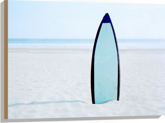 Hout - Zee - Strand - Zand - Surfen - Surfplank - Hobby - 80x60 cm - 9 mm dik - Foto op Hout (Met Ophangsysteem)